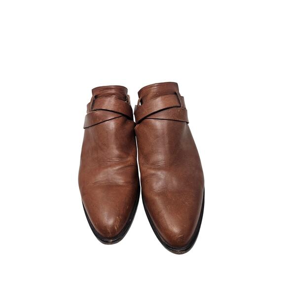 Freda Salvador 9 Brown Leather Mule Buckle Belted Western Boho Equestrian - Picture 4 of 6
